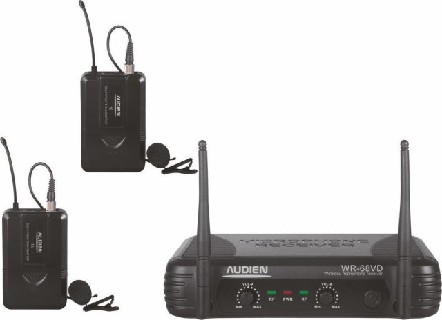 Audien WR-68VD-D Σετ 2 Ασύρματων VHF Μικροφώνων Πέτου