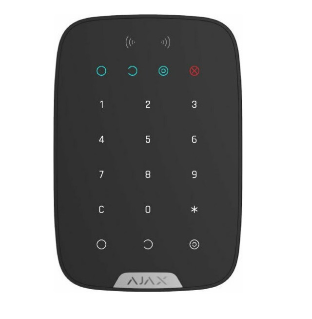 Teclado táctil inalámbrico Ajax KeyPad Plus negro con lector de proximidad incorporado