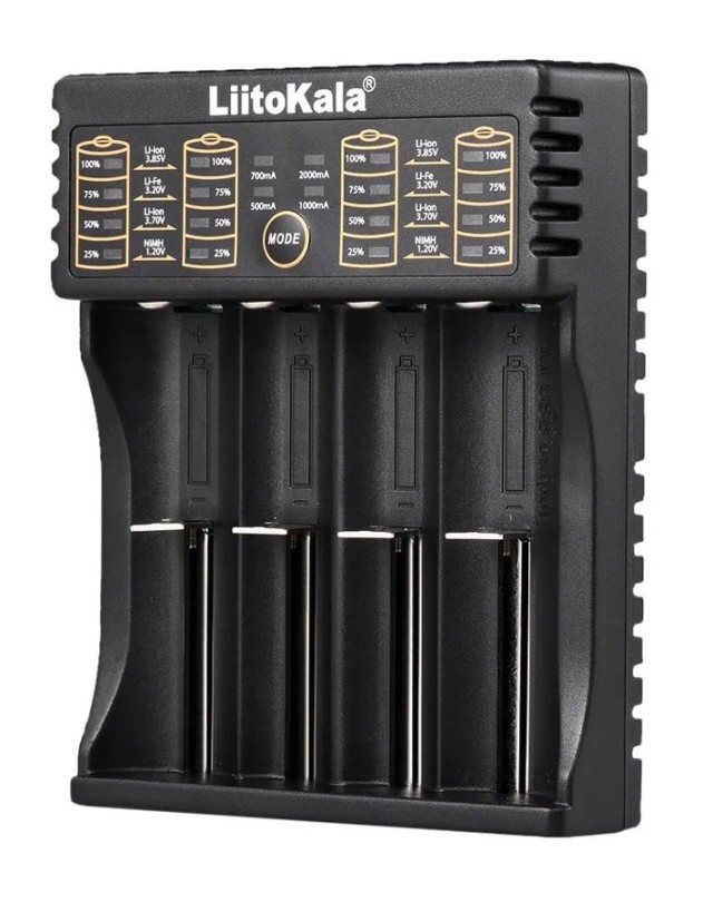Caricabatterie LIITOKALA LII-402 per batterie NiMH/CD, Li-Ion, IMR, 4 slot