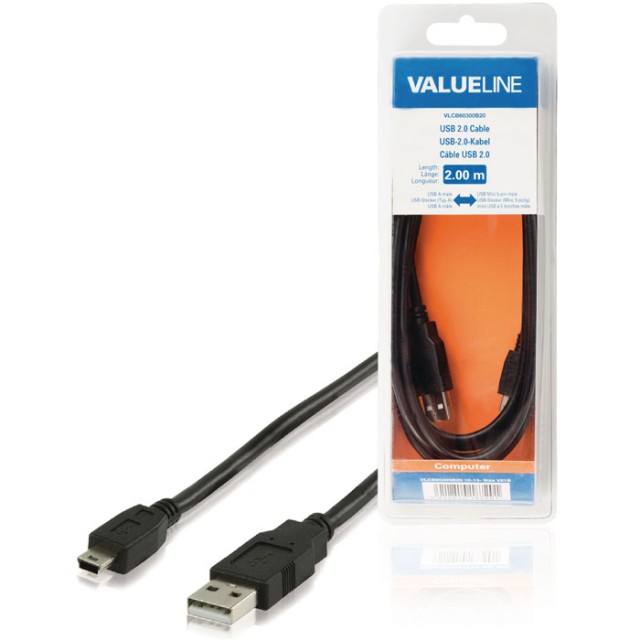 VLCB 60300B 2.00 cable USB A macho - USB Mini 5-pin macho
