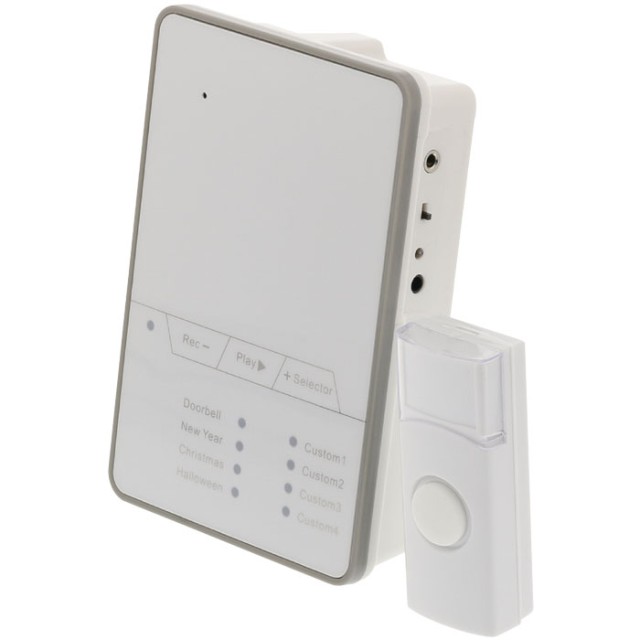 SAS-WDB 212 Wireless Doorbell, Recording melody, Battery Powered 80 dB White/Gre