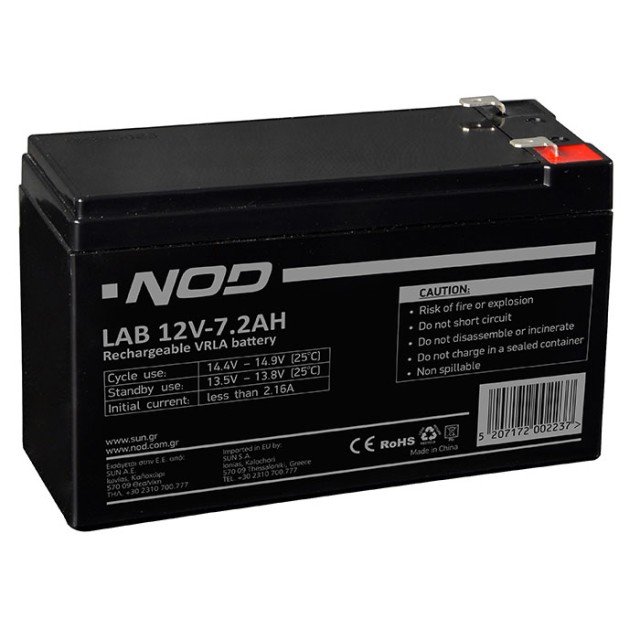 NOD LAB 12V7.2AH LEAD ACID BATTERY