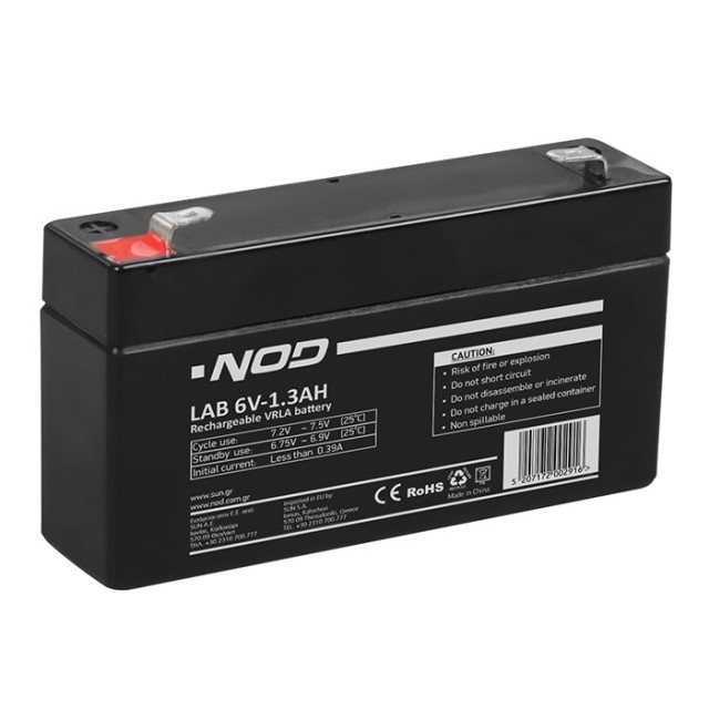 NOD LAB 6V1.3AH LEAD ACID BATTERY