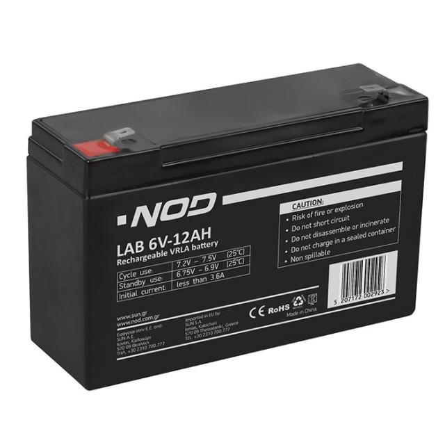 NOD LAB 6V12AH LEAD ACID BATTERY