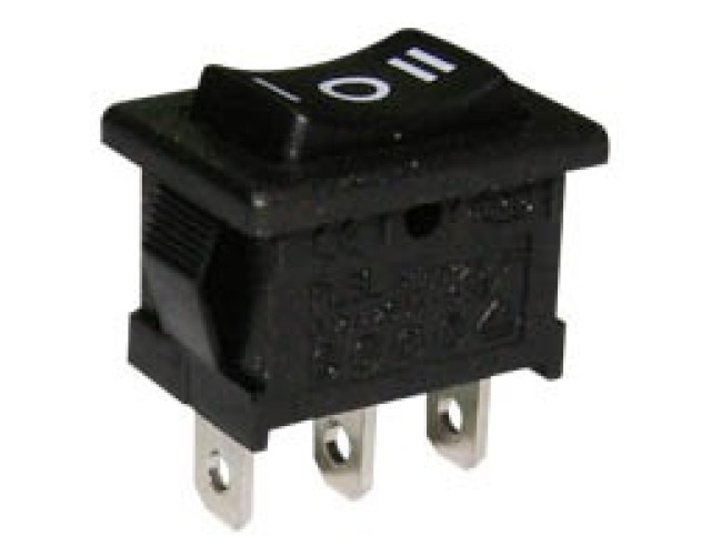 ΔΙΑΚΟΠΤΗΣ ΚΟΥΝΙΑΣ (ROCKER) MINI ΧΩΡΙΣ ΛΥΧΝΙΑ ON-OFF-ON 6A/250V 3P RL3-113 ΜΑΥΡΟ YNX