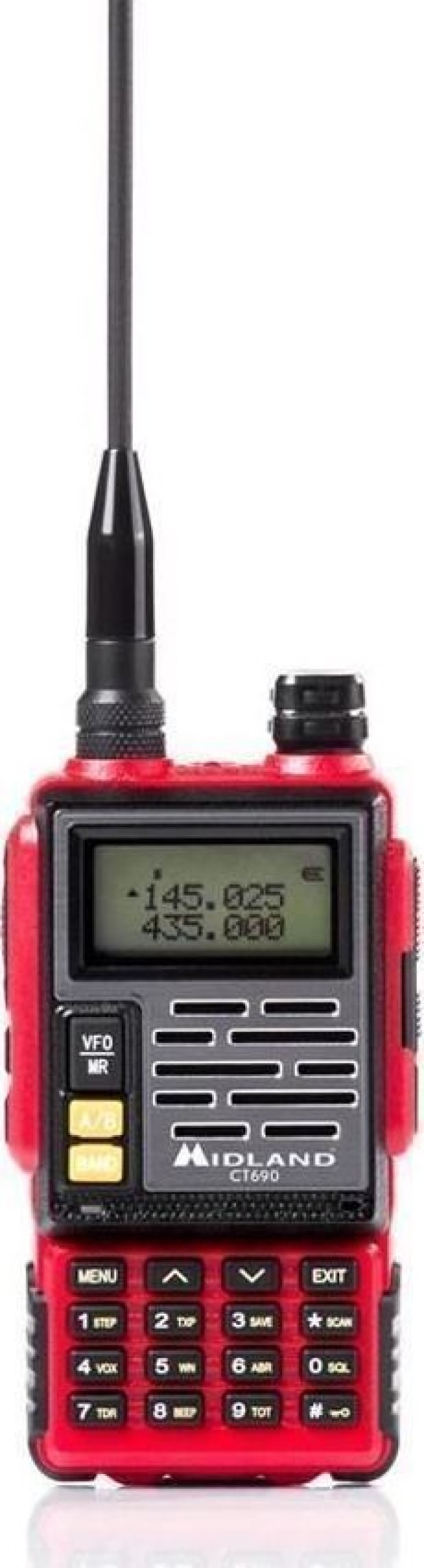 Midland CT-690 ricetrasmettitore portatile Dual Band VHF / UHF da 6 Watt (rosso)