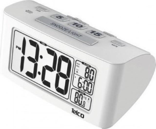 TELCO E0117S Εξυπνο ψηφιακό ρολόι - ξυπνητήρι σε λευκό χρώμα