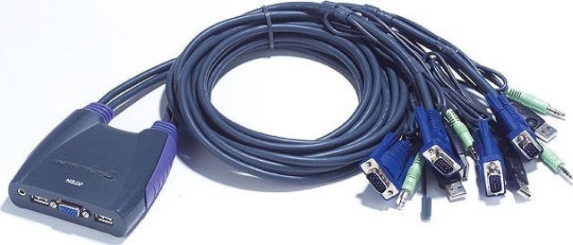 Athens - CS64US - Conmutador KVM de 4 puertos USB VGA / cable de audio
