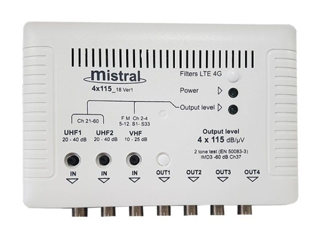 Mistral, 4x115, amplificatore per antenna centrale