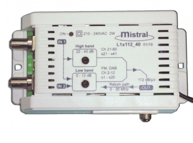 MISTRAL L1x112 (0242) Amplificatore Antenna Centrale 40dB