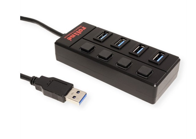 Roline USB 3.0 HUB με 4 Ports Διακόπτες και Τροφοδοτικό