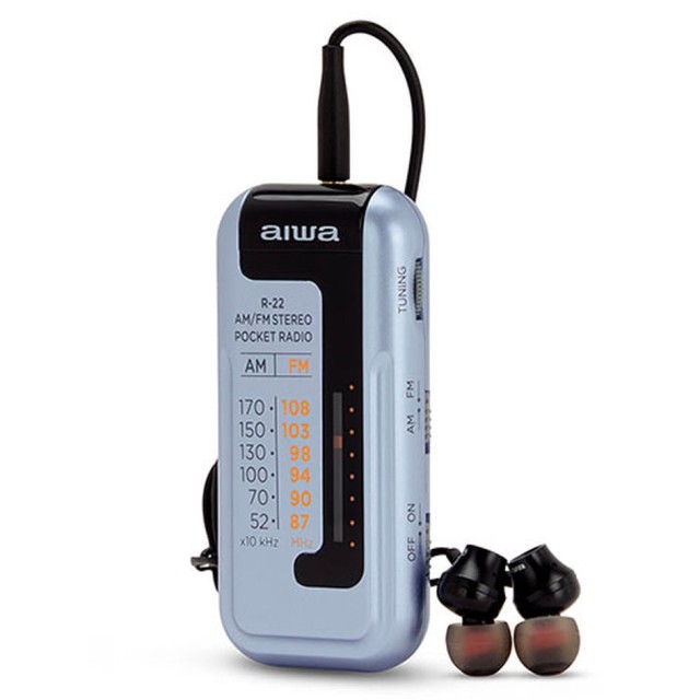 AIWA MINI-TASCHENRADIO MIT KOPFHÖRER SILBER R-22SL