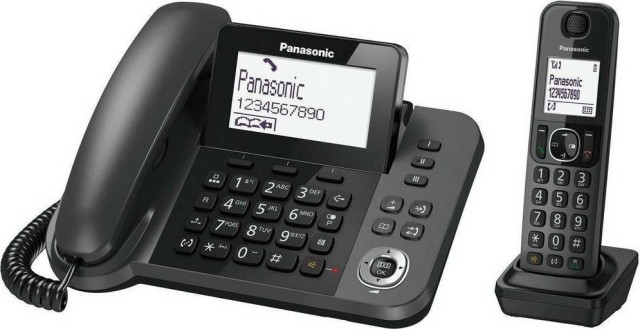 Panasonic KX-TGF310EXM Teléfono Fijo Digital Negro + Teléfono Digital Inalámbrico con Toma Manos Libres en Inalámbrico