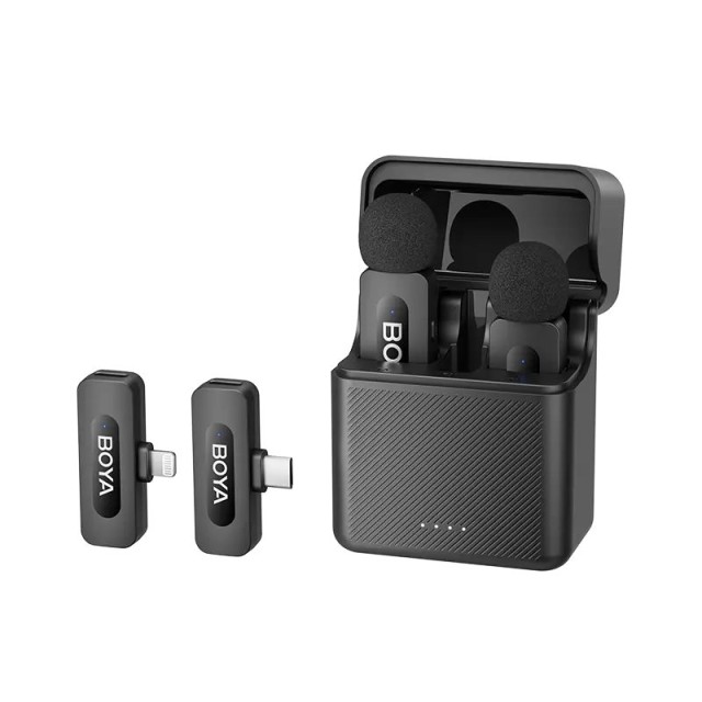 BOYA BY-V3 Combo Mobile Wireless Mic for Android iPhone (USB-C & Lightning) 2 person vlog w dock