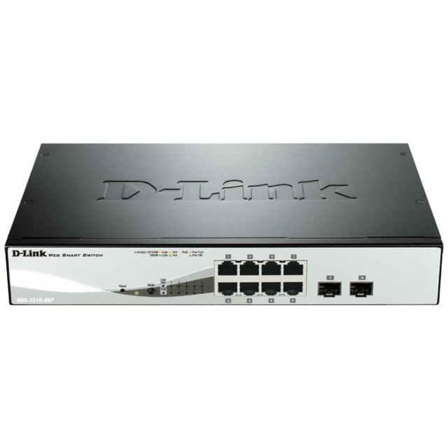 D-LINK DGS-1210-08P POE SMART MANAGED GIGABIT WITH 2xSFP