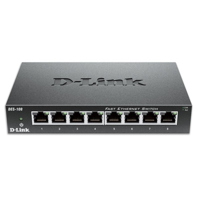 D-LINK DES-108 8-Port Fast Ethernet Unmanaged Desktop-Switch