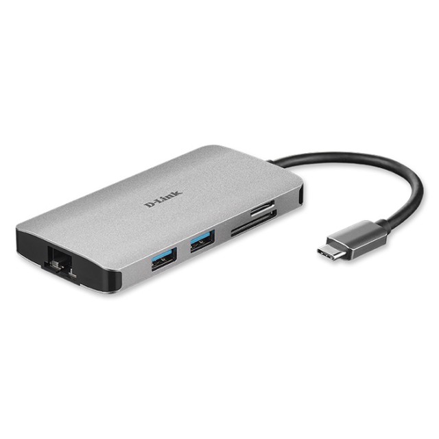 D-LINK DUB-M810 Hub USB-C 8 in 1 con HDMI / Ethernet / Lettore di schede / Power Delivery