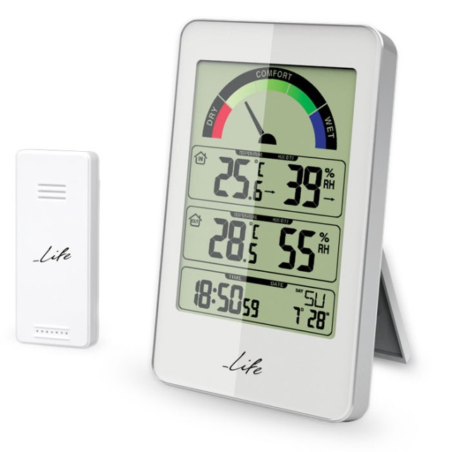 Estación meteorológica LIFE MONSOON con reloj sensor inalámbrico para exteriores, blanco