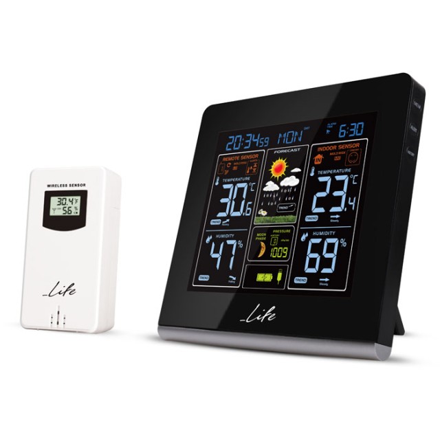 LIFE WES-301VA Weather station with adaptor & wireless outdoor sensor,clock& ala