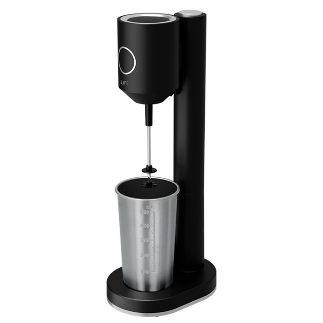 LIFE ROI MAT Φραπεδιέρα με inox ποτήρι και πλήκτρο push, 100W, σε μαύρο ματ χρώμα.