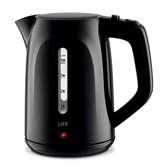 LIFE Premiere Black Βραστήρας Νερού 1.0L 1100W με 360° Βάση και Κρυφή Αντίσταση