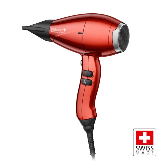 VALERA SWISS NANO 9400 PLUS COMPACT Επαγγελματικό σεσουάρ μαλλιών με AC μοτέρ 2400W και SuperFlex καλώδιο 3 μέτρων, με σύστημα Rotocord για περιστροφή 360°, σε κόκκινο χρώμα.