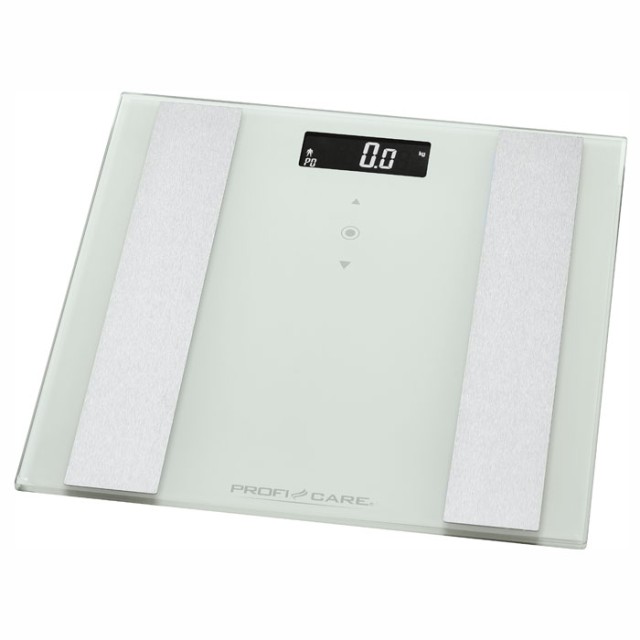 PROFI CARE PC-PW 3007 FA WHITE Γυάλινη ηλεκτρονική ζυγαριά μπάνιου με λιπομέτρηση, 8 σε 1.