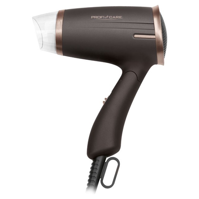 PROFI CARE PC-HT 3009 BROWN Σεσουάρ μαλλιών 1400W, με αναδιπλούμενη λαβή, σε μαύρο/μπρονζέ χρώμα.