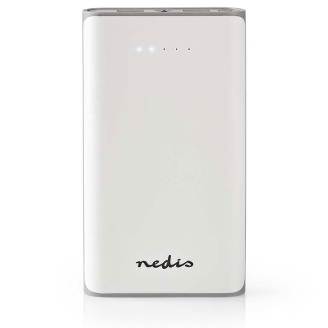 NEDIS UPBK15000WT Powerbank, 15000 mAh, 2-USB-A-Ausgänge 3.1A, Micro-USB-Eingang,