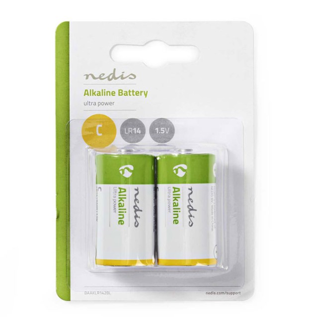 NEDIS BAAKLR142BL Alkaline Batterie C, 1.5 V, 2 Stück, Blister