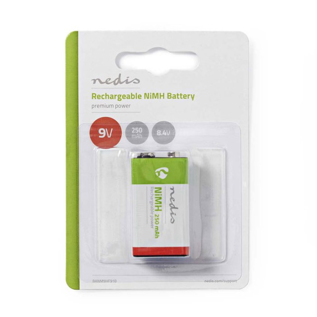 NEDIS BANM9HF91B Rechargeable Ni-MH Battery E-Block, 8.4 V, 250 mAh, 1 piece, Bl