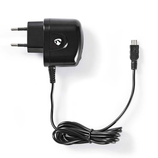 Cargador de pared NEDIS WCHAM100ABK, 1.0A, cable fijo, micro USB, negro