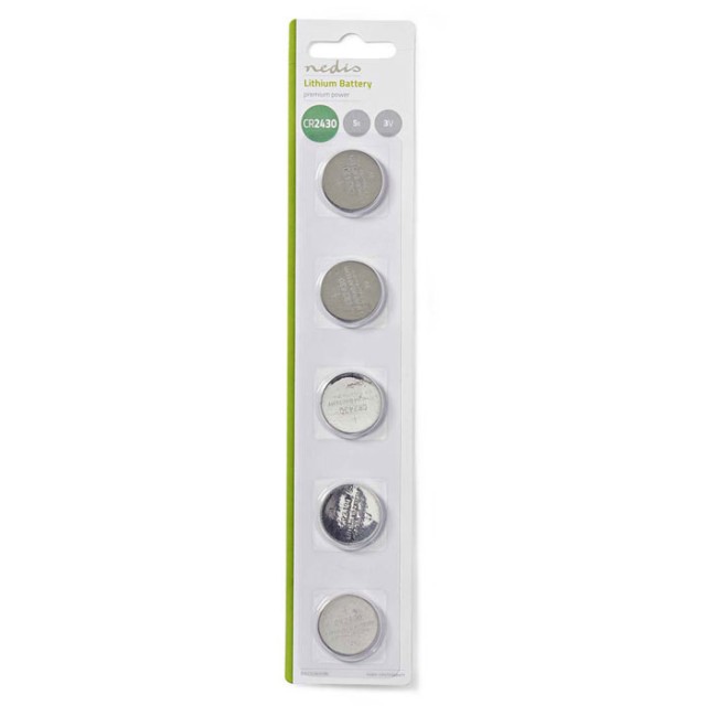 NEDIS BALCR24305BL Lithium Button Cell Battery CR2430, 3V, 5 pieces, Blister