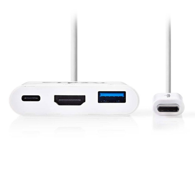 NEDIS CCGP64765WT02 USB-C-Adapter, USB-C-Stecker - USB-A-Buchse + USB-C-Buchse + HDMI F