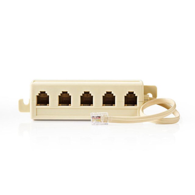 NEDIS TCGP90825IV02 Telekommunikationskabel RJ11 Stecker-5x RJ11 Buchse 2.0m Elfenbein