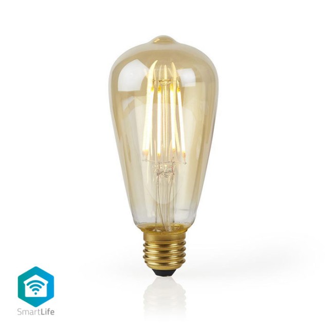 NEDIS WIFILF10GDST64 Lampadina a filamento LED intelligente WiFi E27 ST64 5W 500 lm