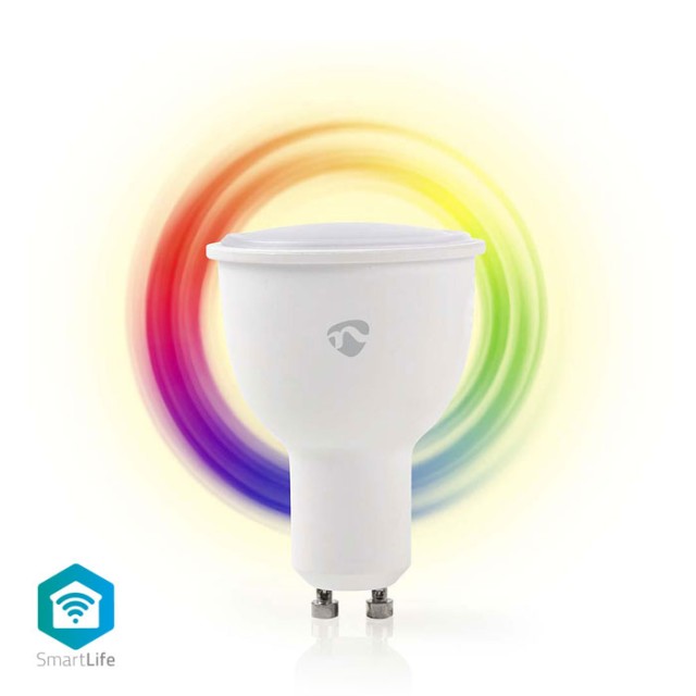 Lampadina LED intelligente WiFi NEDIS WIFILC10WTGU10 a colori e bianco caldo GU10