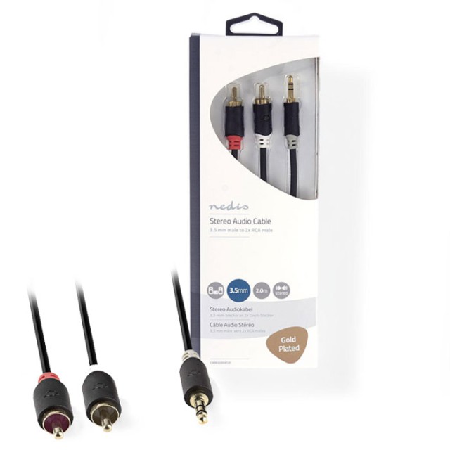 NEDIS CABW22200AT20 Stereo Audio Kabel 3.5 mm Stecker - 2x Cinch Stecker 2.0 m Anthrazit