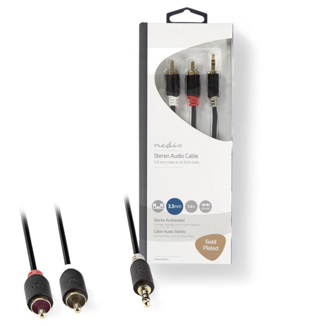 NEDIS CABW22200AT10 Stereo Audio Kabel 3.5 mm Stecker - 2x Cinch Stecker 1.0 m Anthrazit