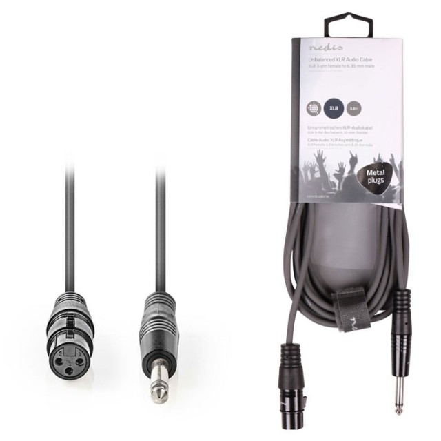 NEDIS COTH15120GY30 Cavo audio XLR non bilanciato XLR 3 pin femmina - 6.35 mm maschio 3