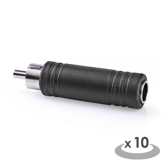 NEDIS CAGP24933BK Mono Audio Cinch Adapter Stecker - 6,35 mm weiblich, 10 Stück