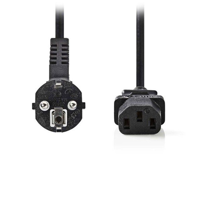 NEDIS CEGP10000BK100 Netzkabel Schukostecker gewinkelt - IEC-320-C13 10 m Schwarz