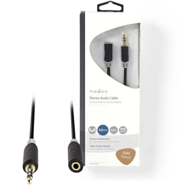 NEDIS CABW22050AT50 Stereo-Audiokabel 3.5 mm Stecker - 3.5 mm Buchse 5.0 m Anthrac
