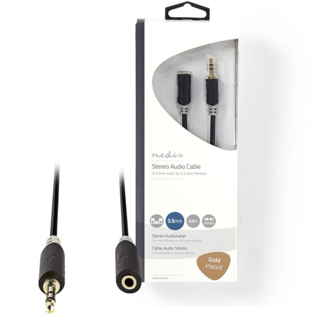 NEDIS CABW22050AT50 Cable de audio estéreo de 3.5 mm macho - 3.5 mm hembra 5.0 m Anthrac