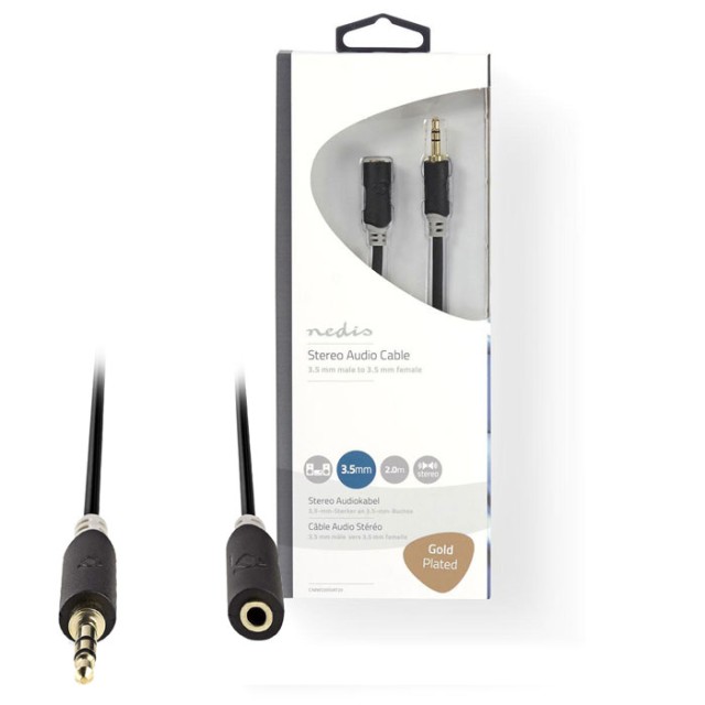 NEDIS CABW22050AT20 Stereo-Audiokabel 3.5 mm Stecker - 3.5 mm Buchse 2.0 m Anthrac