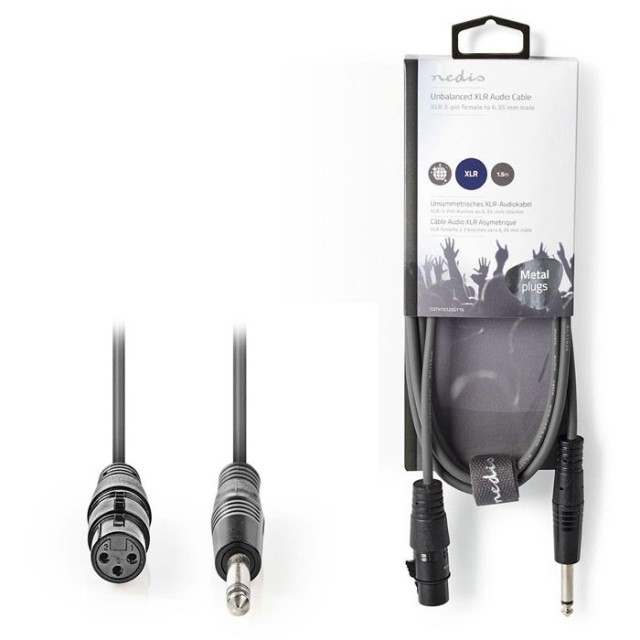 NEDIS COTH15120GY15 Cavo audio XLR non bilanciato XLR 3-pin femmina - 6.35 mm maschio 1 1.5 metri
