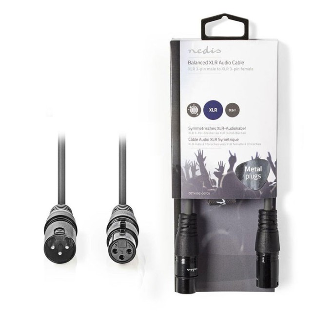 NEDIS COTH15010GY05 Cable de audio XLR balanceado XLR de 3 pines macho - XLR de 3 pines hembra