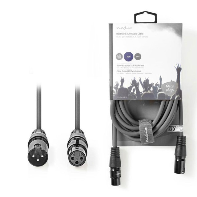 NEDIS COTH15010GY50 Cable de audio XLR balanceado XLR de 3 pines macho - XLR de 3 pines hembra 5