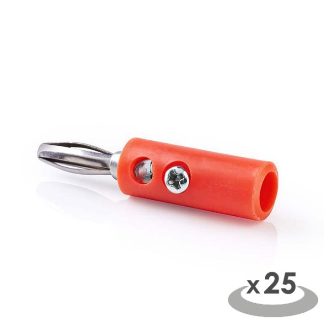 NEDIS CAVC26900RD Conector banana macho banana 25 piezas Rojo