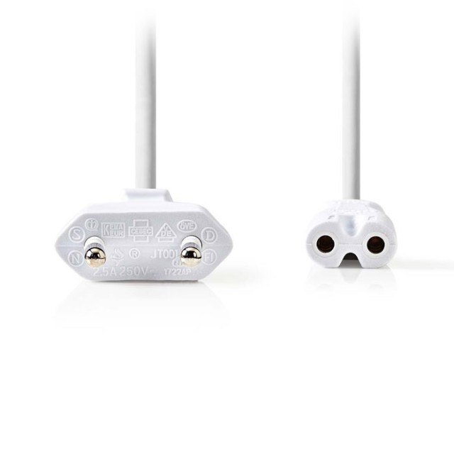 NEDIS PCGP11040WT20 Power Cable Euro Plug - IEC-320-C7 2.0 m White